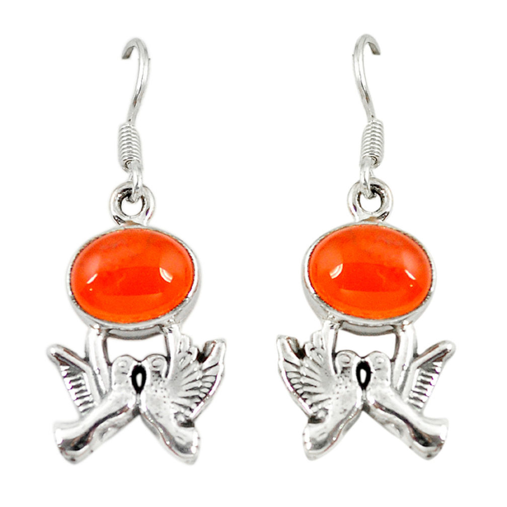 ornelian (carnelian) 925 silver love birds earrings d6899