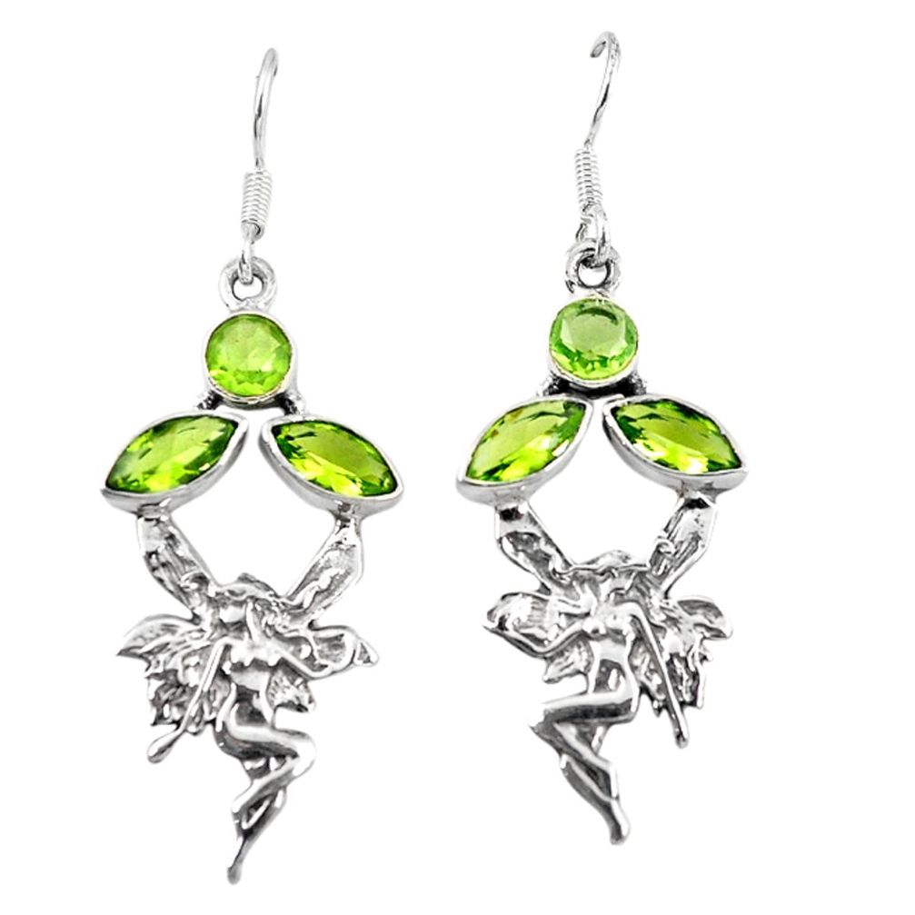 925 silver natural green peridot angel wings fairy earrings jewelry d6918