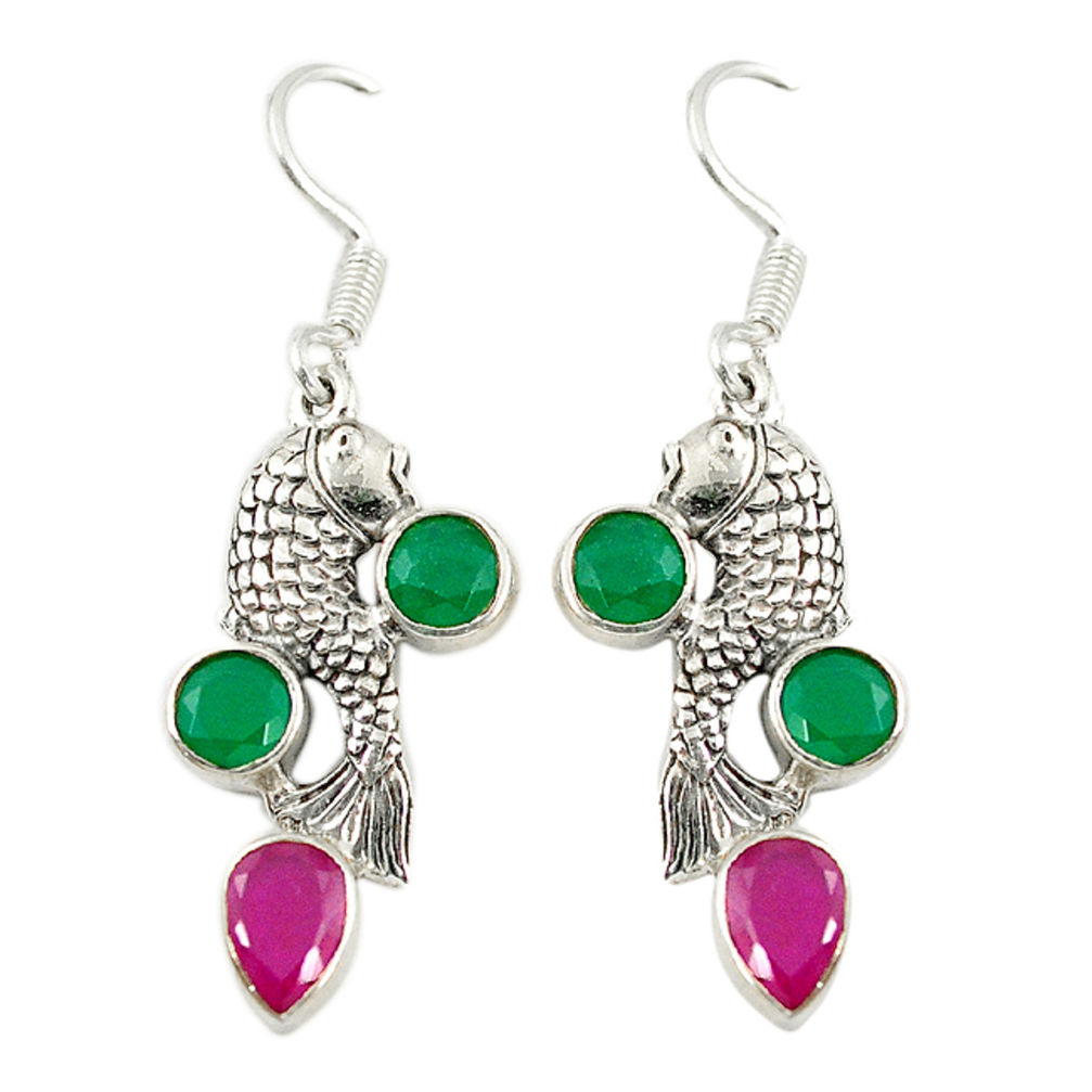 ver green emerald red ruby quartz fish earrings d7004