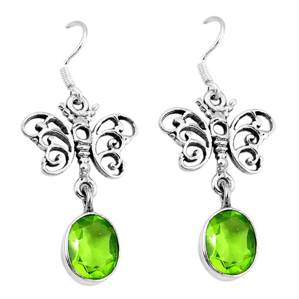 Green peridot quartz 925 sterling silver butterfly earrings jewelry d7021