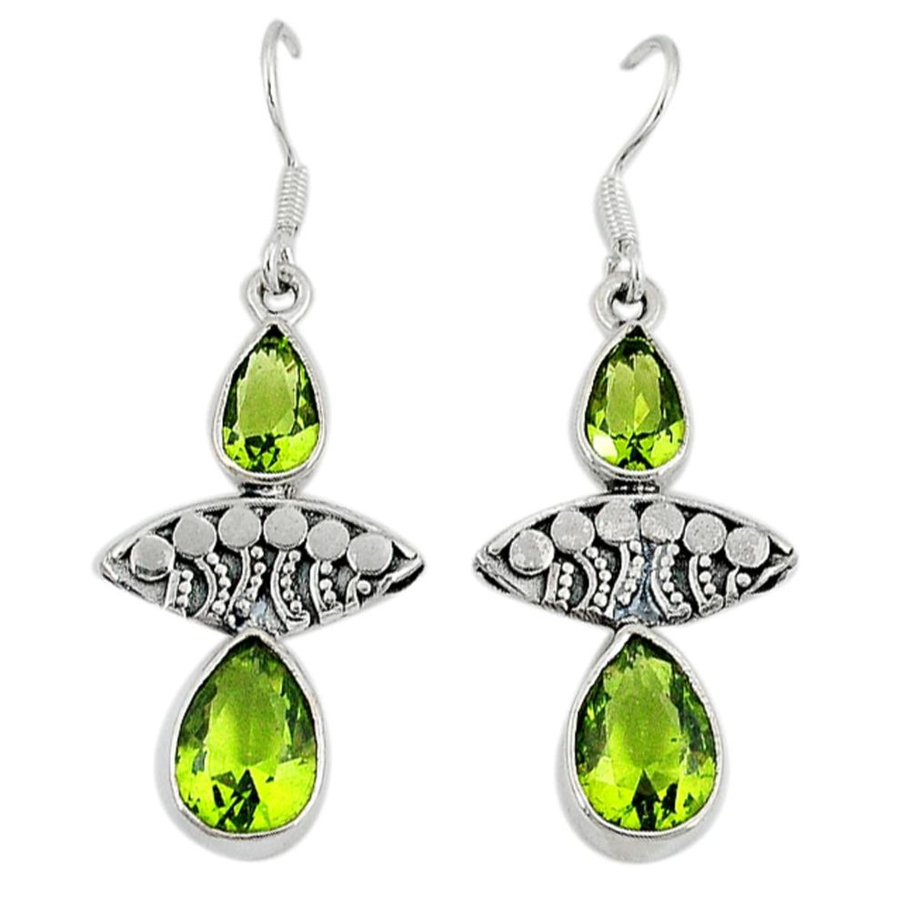 Green peridot quartz 925 sterling silver dangle earrings jewelry d7025