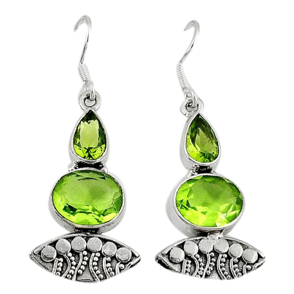 Green peridot quartz 925 sterling silver dangle earrings jewelry d7037