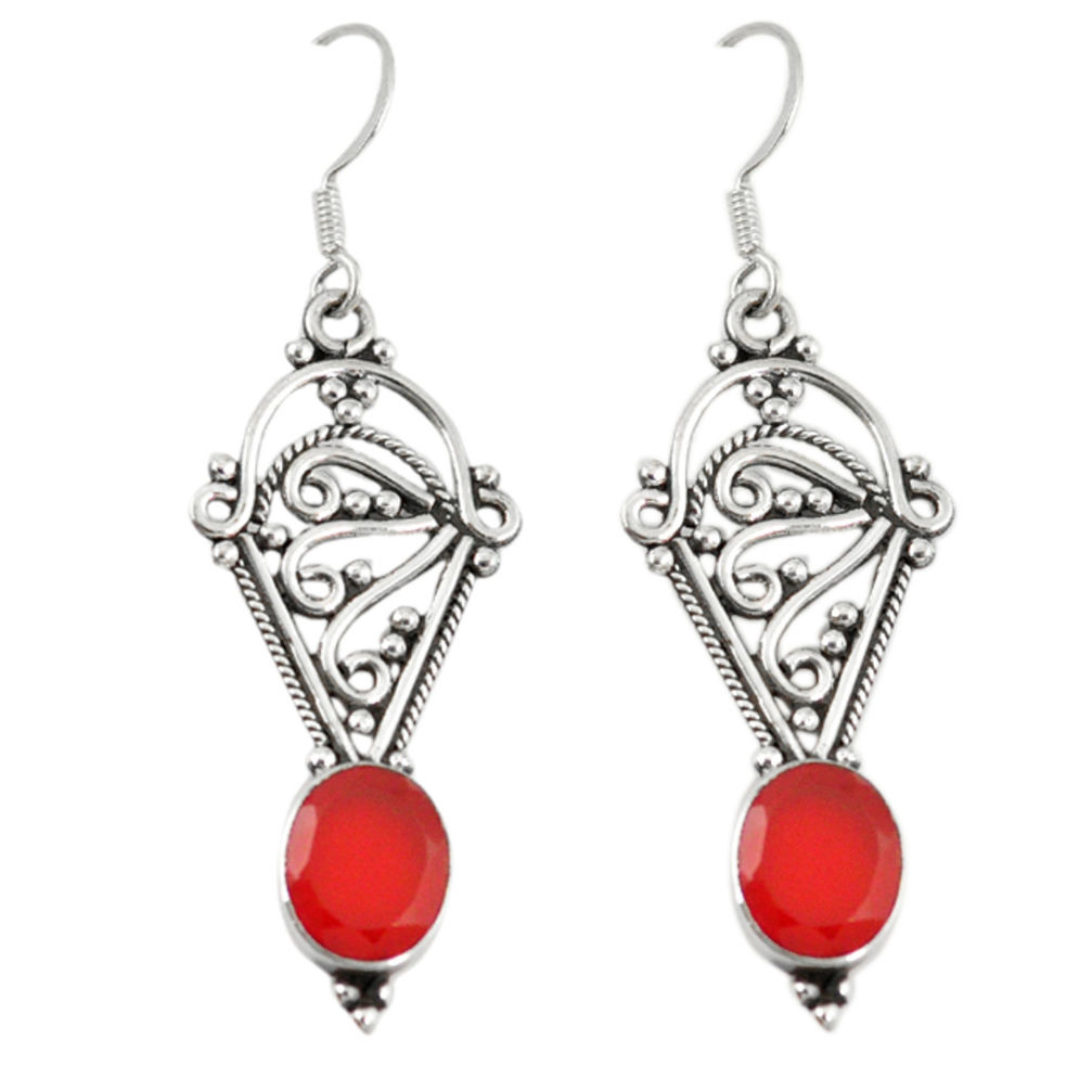 ornelian (carnelian) 925 silver dangle earrings jewelry d7099