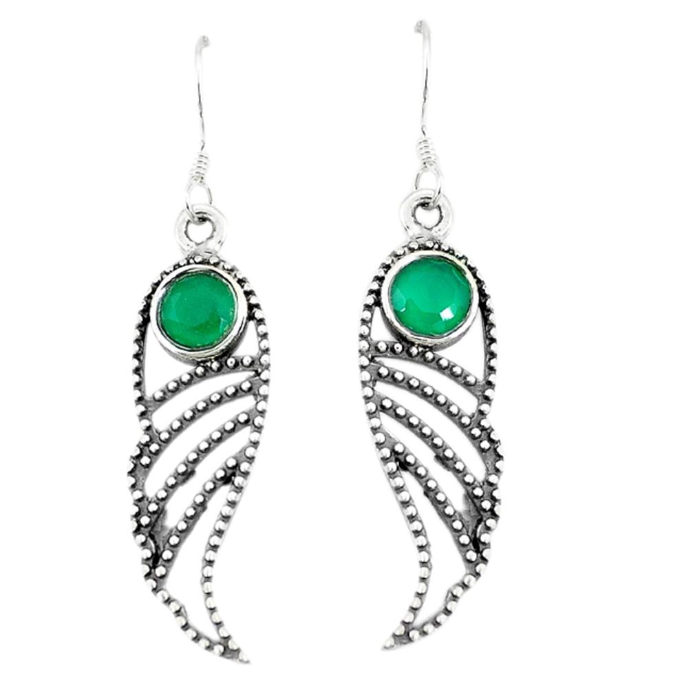 Green emerald quartz 925 sterling silver dangle earrings jewelry d7143