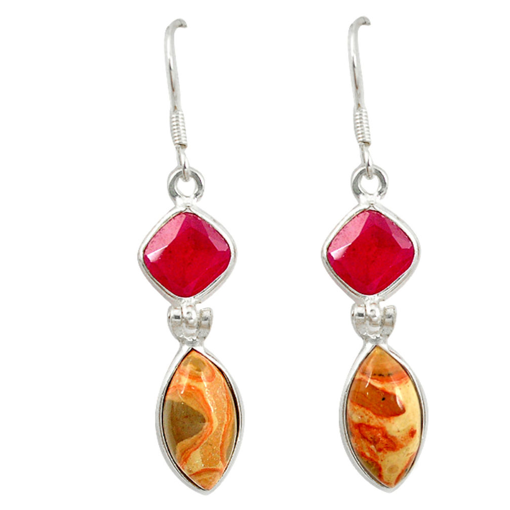 925 silver natural red birds eye ruby quartz dangle earrings jewelry d7184