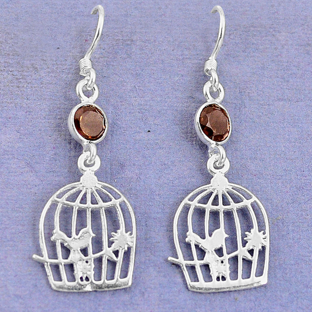 ver brown smoky topaz dangle cage charm earrings jewelry d9397