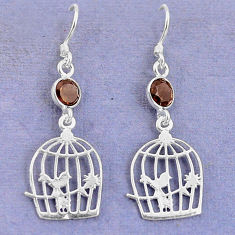 Clearance Sale- ver brown smoky topaz dangle cage charm earrings jewelry d9397