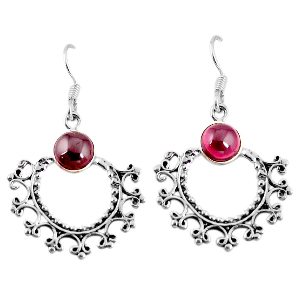 Natural red garnet 925 sterling silver dangle earrings jewelry d9504