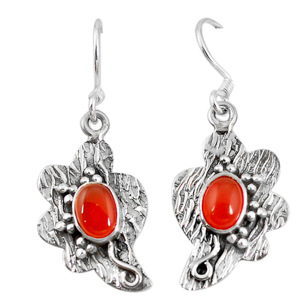 ver natural orange cornelian (carnelian) dangle earrings d9580