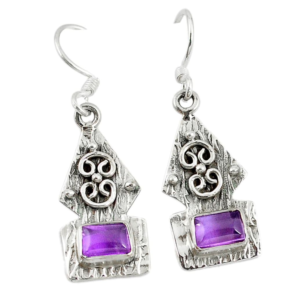 Natural purple amethyst 925 sterling silver dangle earrings jewelry d9615