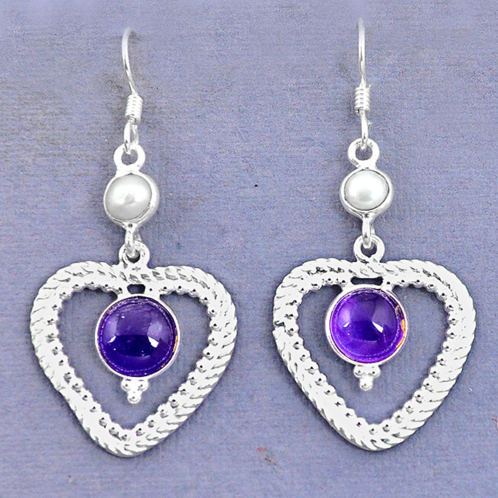 le amethyst white pearl dangle earrings d9658