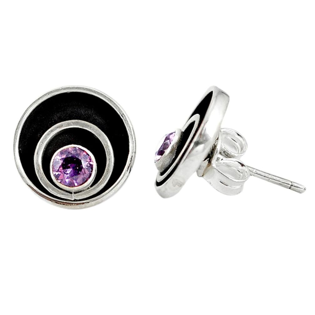 Natural purple amethyst 925 sterling silver stud earrings jewelry d9712