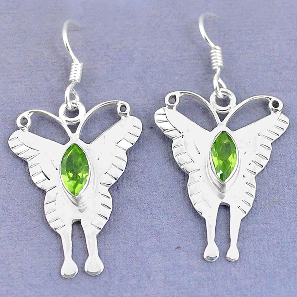 ver natural green peridot butterfly earrings d9724