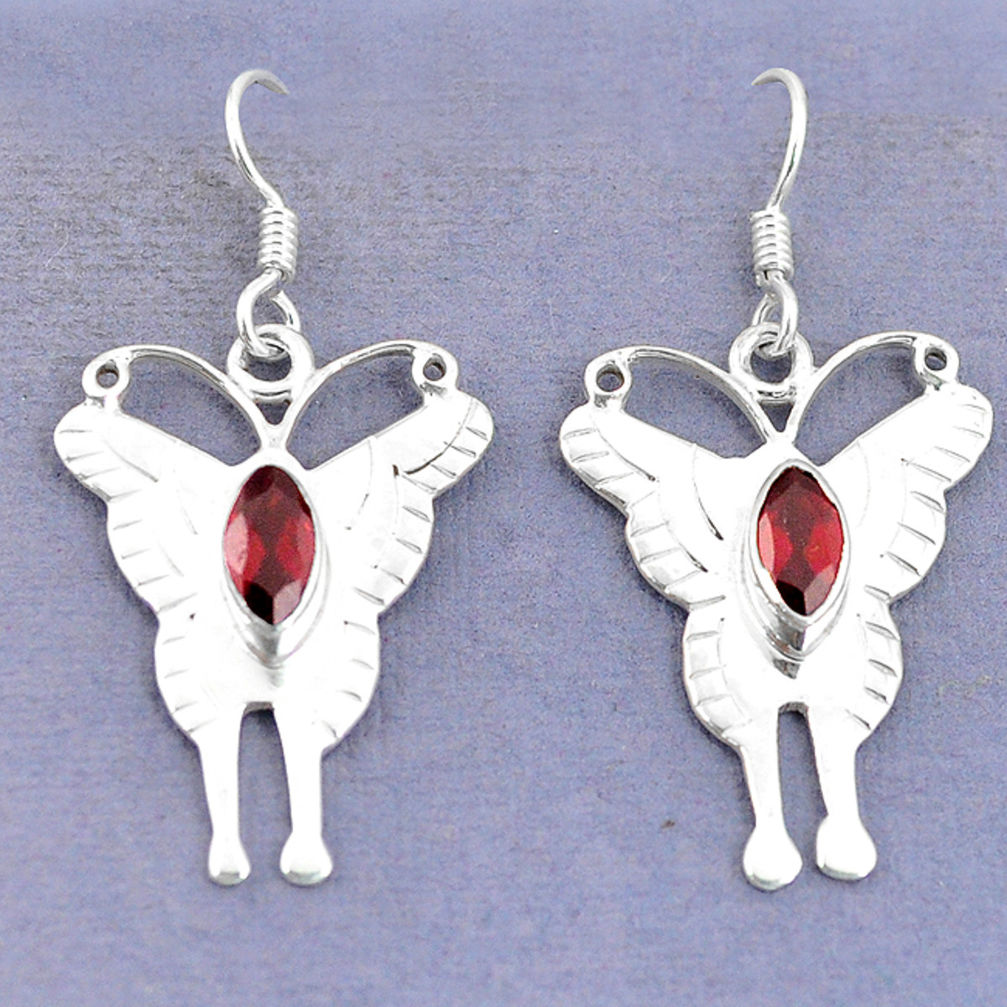 925 sterling silver natural red garnet butterfly earrings jewelry d9760