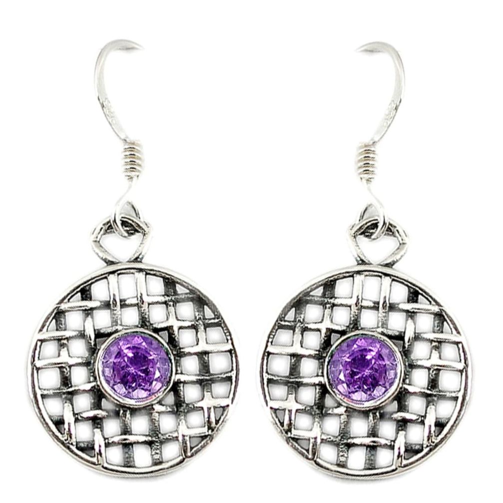925 sterling silver natural purple amethyst dangle earrings jewelry d9780