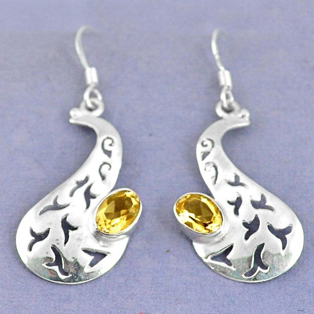 925 sterling silver natural yellow citrine dangle earrings jewelry d9834