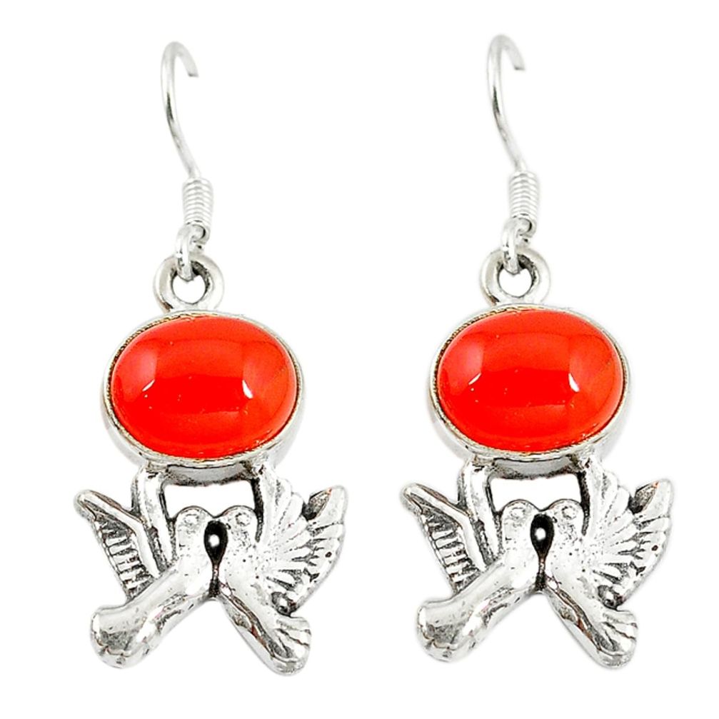 ornelian (carnelian) 925 silver love birds earrings d9853