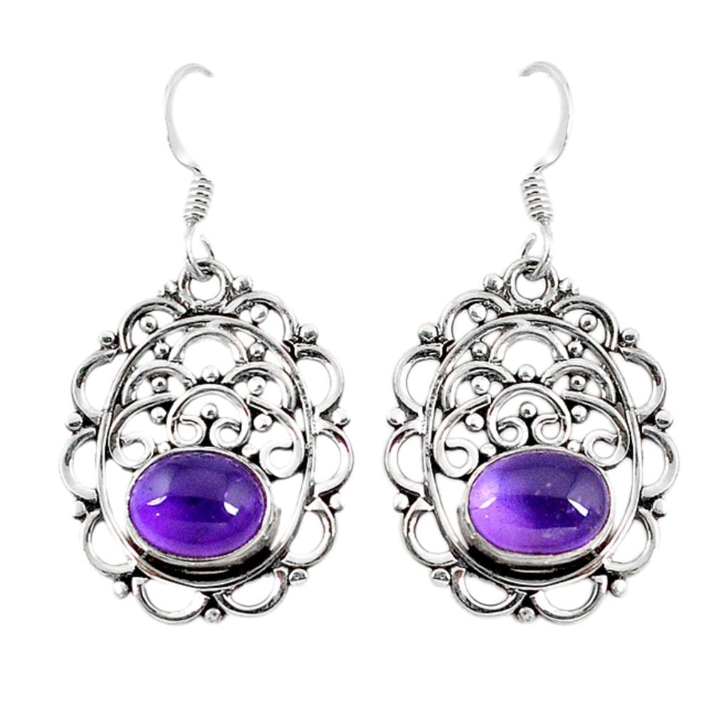 925 sterling silver natural purple amethyst dangle earrings jewelry d9879