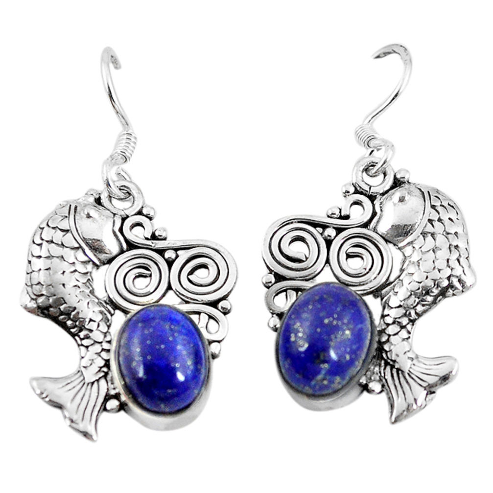 is lazuli 925 sterling silver fish earrings jewelry d9882