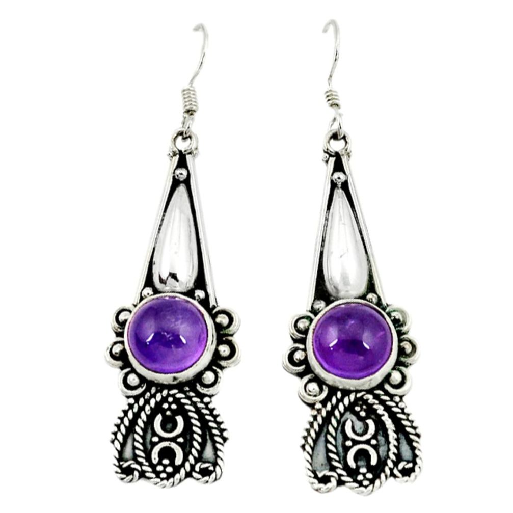 Natural purple amethyst 925 sterling silver dangle earrings jewelry d9949