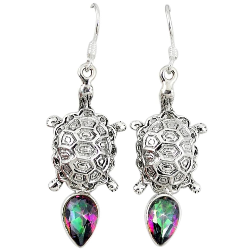 Multi color rainbow topaz 925 sterling silver tortoise earrings jewelry d9967