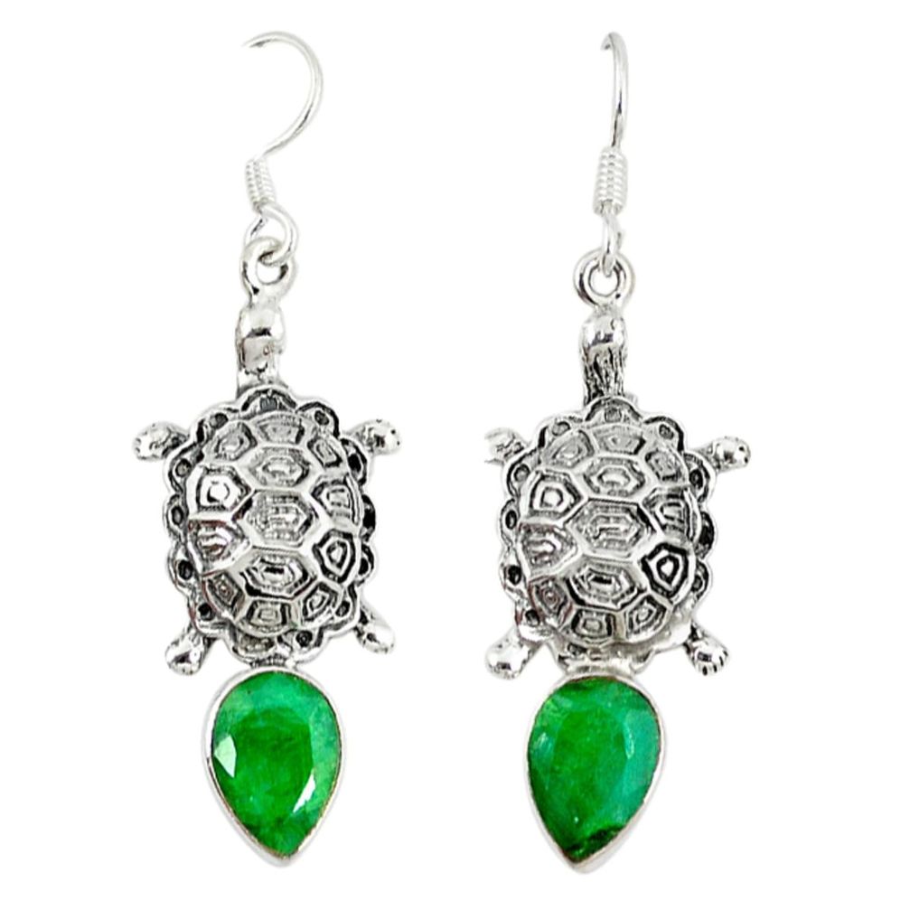 Green emerald quartz 925 sterling silver tortoise earrings jewelry d9969