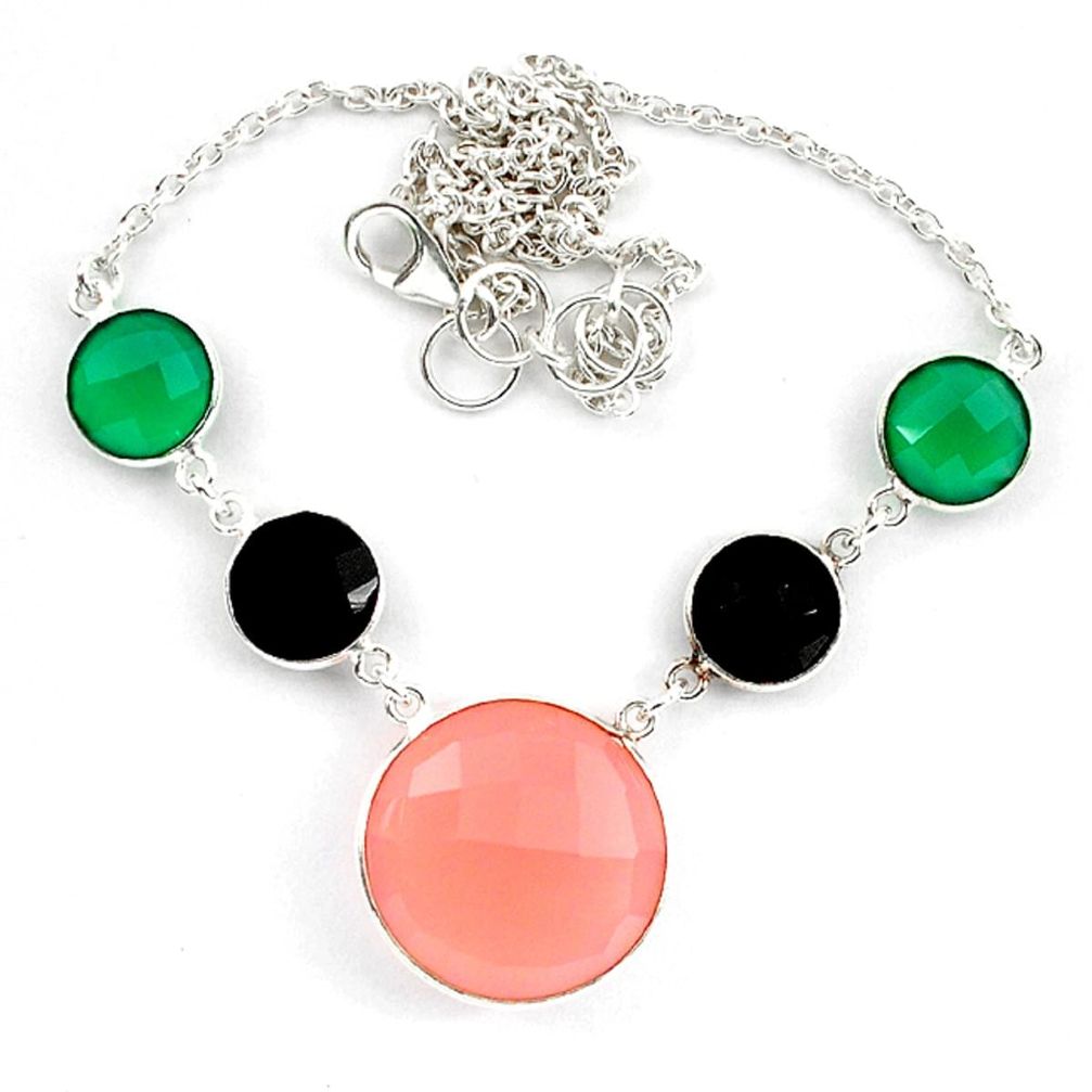 e quartz green chalcedony 925 sterling silver necklace d10328