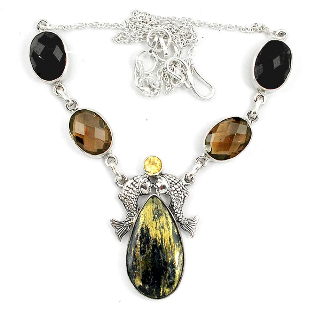 yrite in magnetite (healer's gold) 925 silver necklace d10397