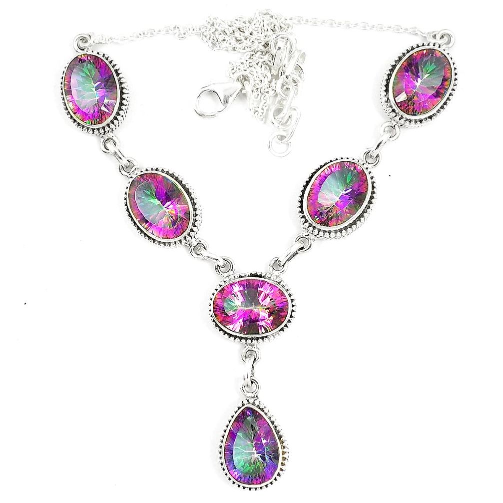 925 sterling silver multi color rainbow topaz necklace jewelry d23997