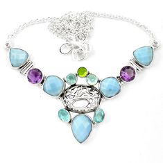 Natural blue owyhee opal amethyst 925 sterling silver necklace d26178