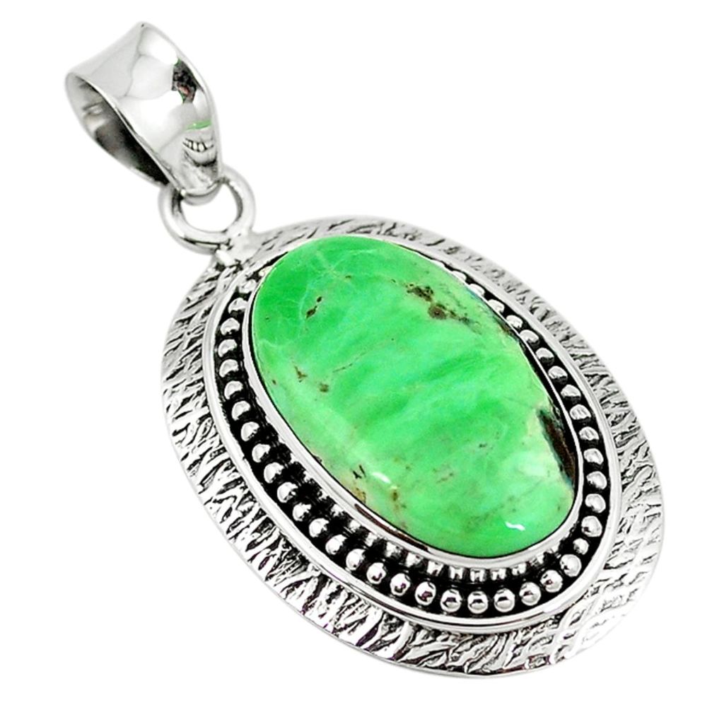 Natural green variscite oval 925 sterling silver pendant jewelry d10087