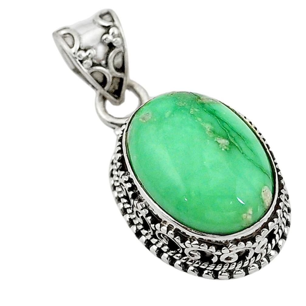 Natural green variscite 925 sterling silver pendant jewelry d11451