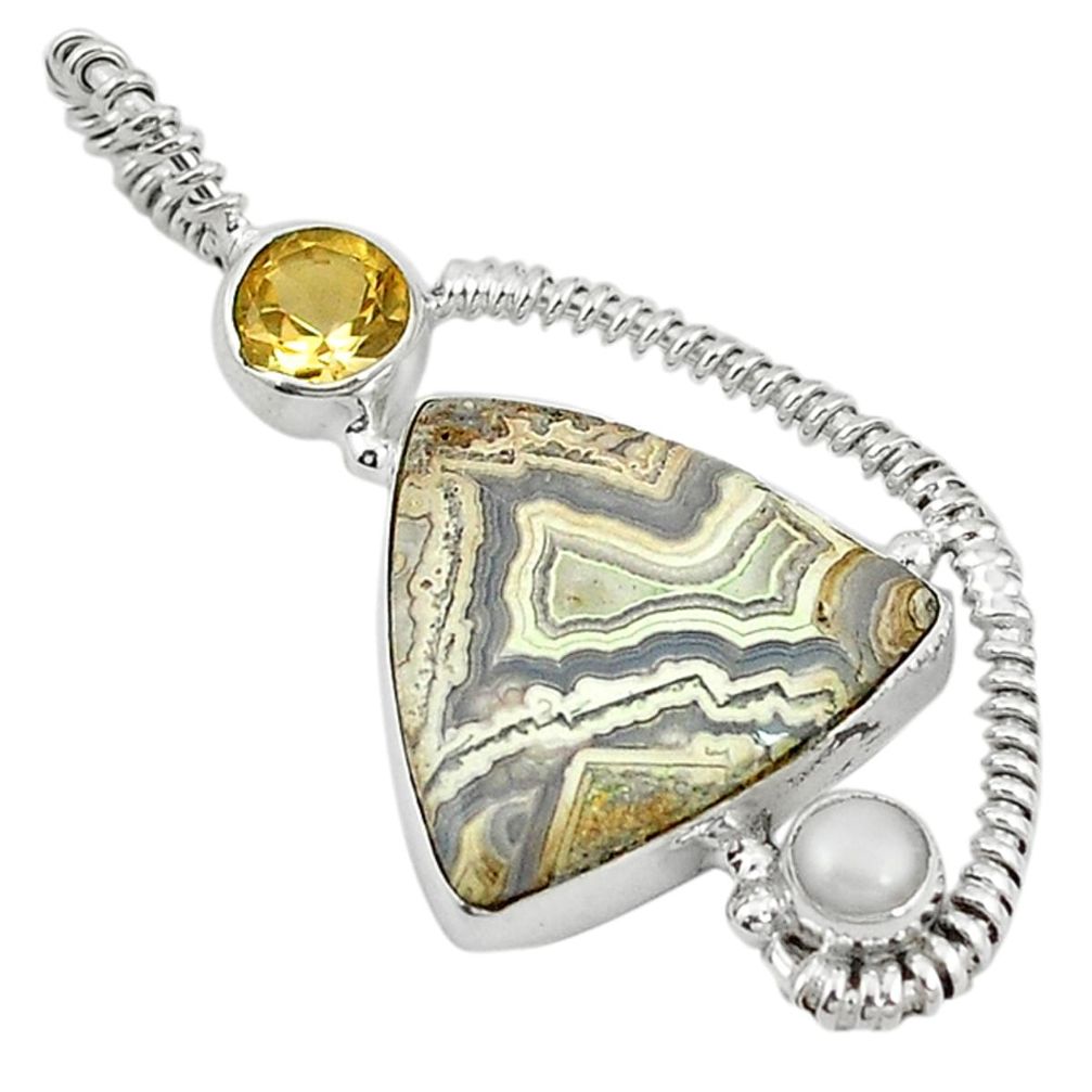 na lace agate 925 silver pendant d11552