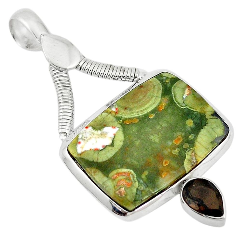 925 silver natural green rainforest rhyolite jasper pendant jewelry d11555