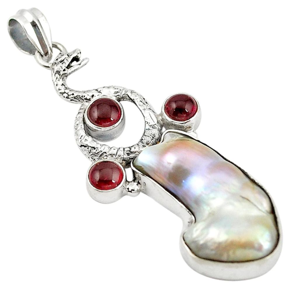 ter pearl red garnet pendant jewelry d11657