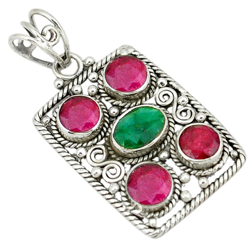 erald red ruby quartz 925 silver pendant jewelry d11705