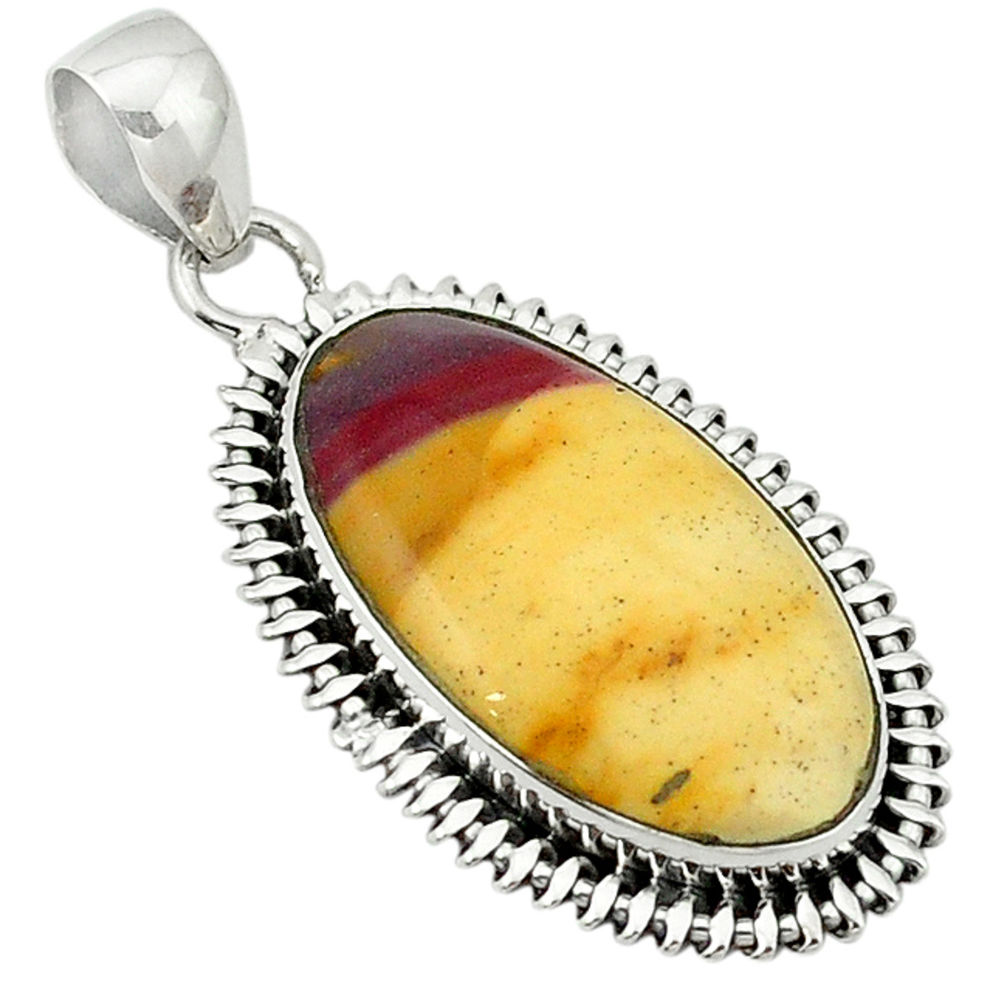 Natural brown mookaite 925 sterling silver pendant jewelry d1190