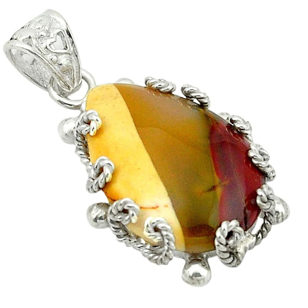 Natural brown mookaite 925 sterling silver pendant jewelry d1195