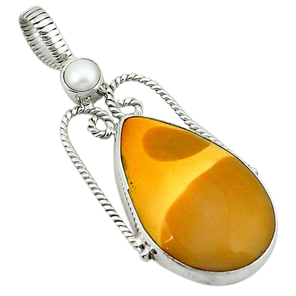 925 sterling silver natural brown mookaite pearl pendant jewelry d1197