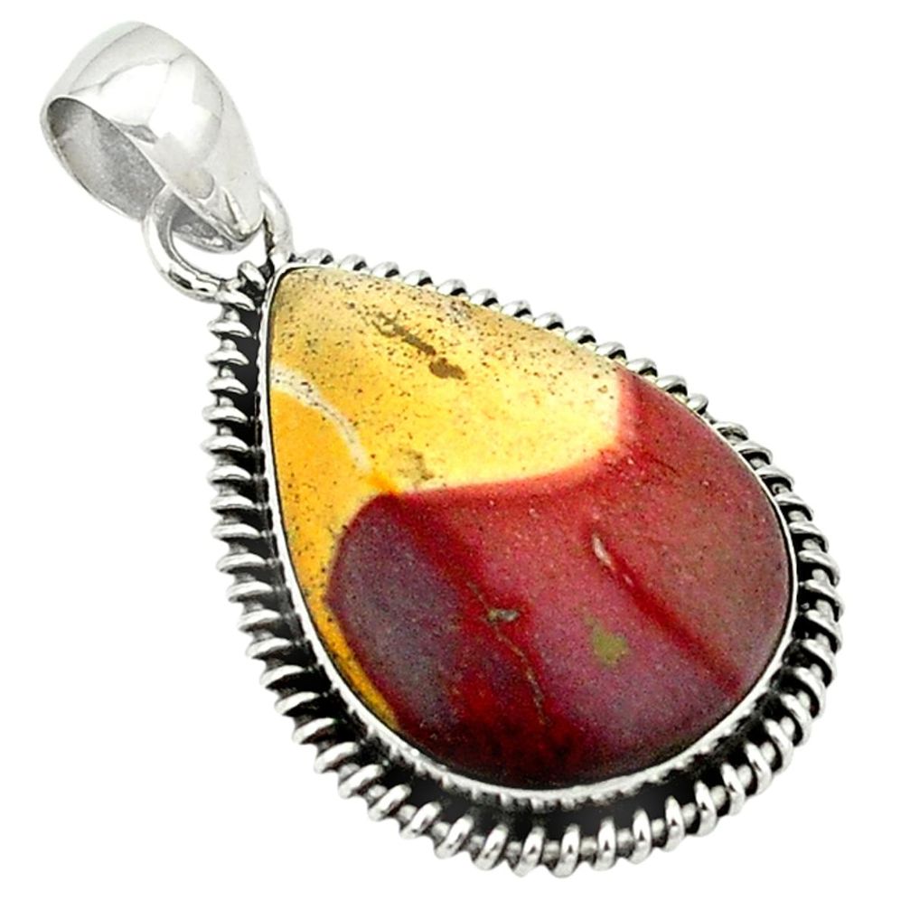 Natural brown mookaite pear 925 sterling silver pendant jewelry d1200