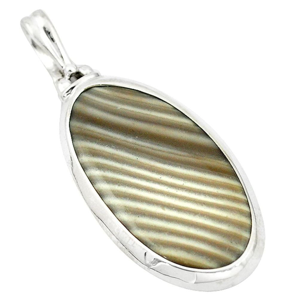 Natural brown striped flint ohio 925 sterling silver pendant d12021