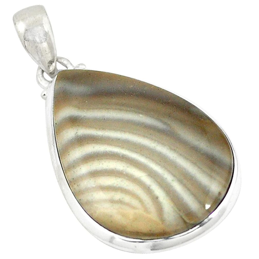 Natural brown striped flint ohio 925 sterling silver pendant jewelry d12025