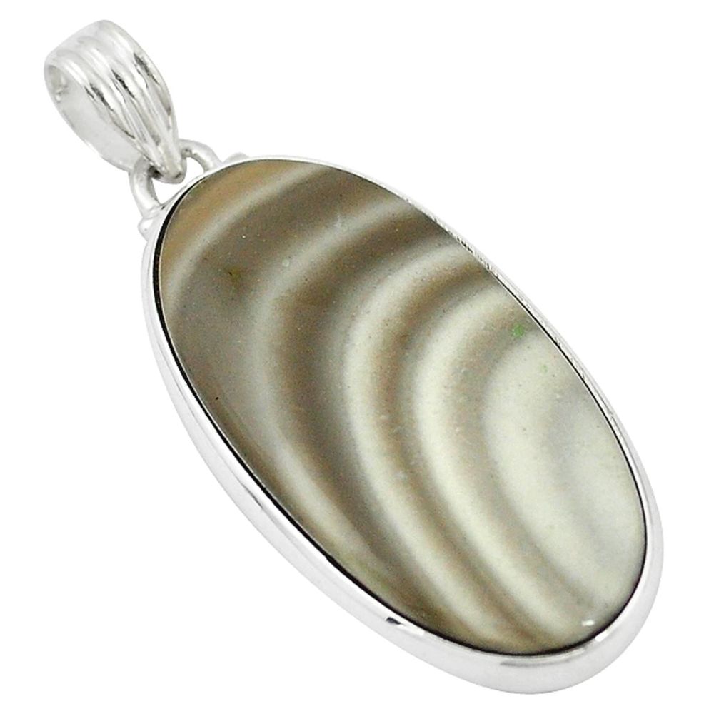 Natural brown striped flint ohio 925 sterling silver pendant d12027