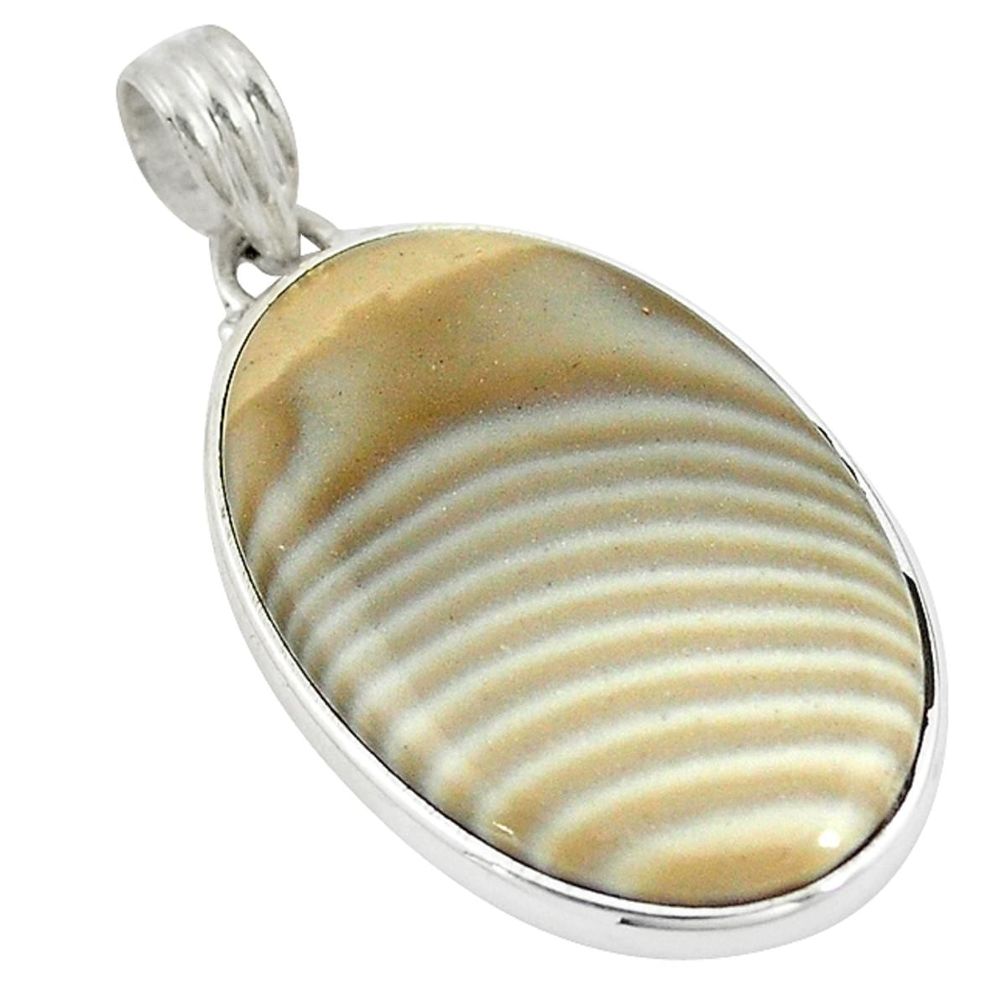 Natural brown striped flint ohio 925 sterling silver pendant d12037