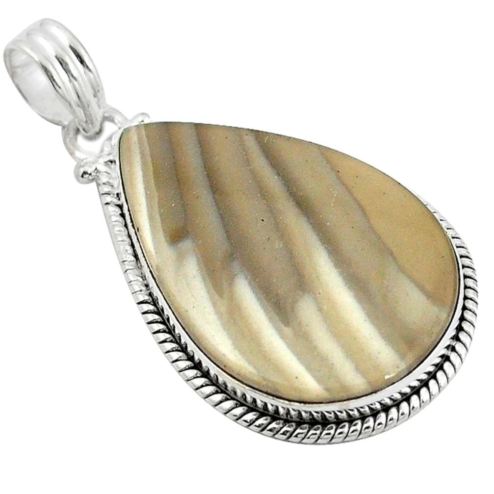 925 sterling silver natural brown striped flint ohio pendant jewelry d12039