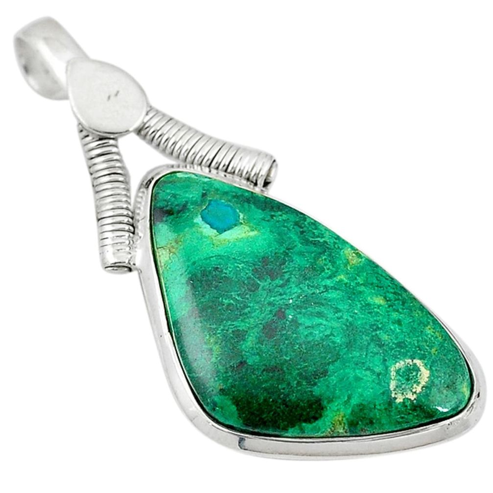 Natural green chrysocolla 925 sterling silver pendant jewelry d12054