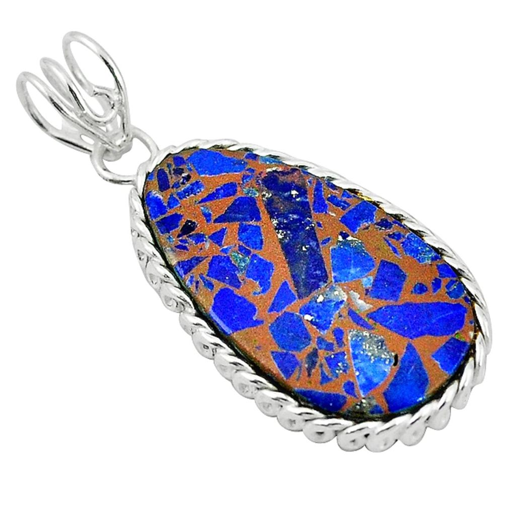 Natural blue lapis lazuli 925 sterling silver pendant jewelry d12087