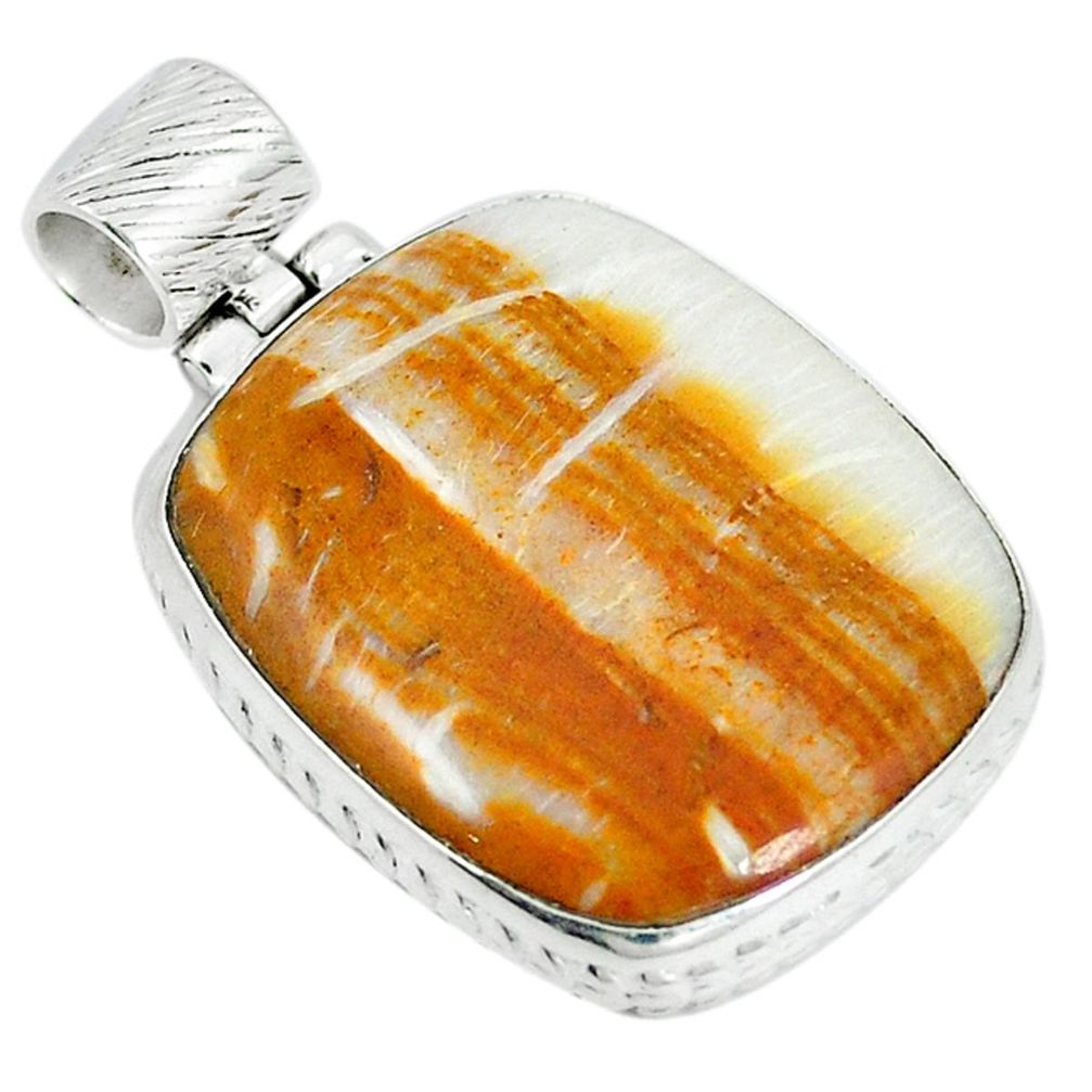 Natural brown picture jasper 925 sterling silver pendant jewelry d12121