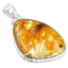 Natural brown picture jasper 925 sterling silver pendant jewelry d12123