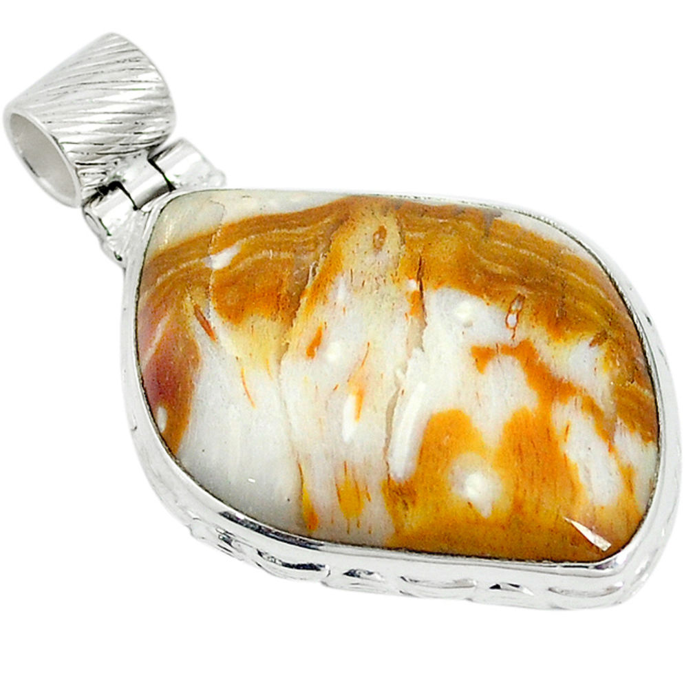 Natural brown picture jasper 925 sterling silver pendant jewelry d12126